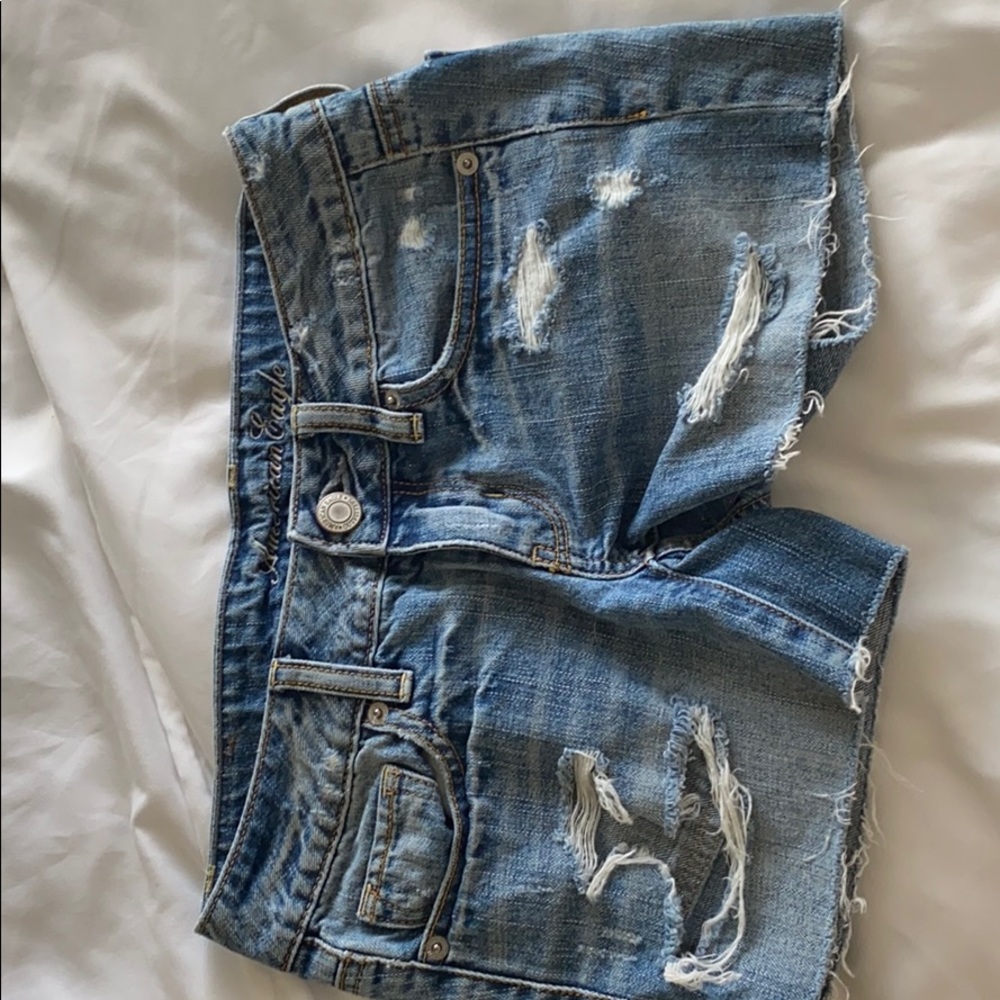 Denim shorts with rips